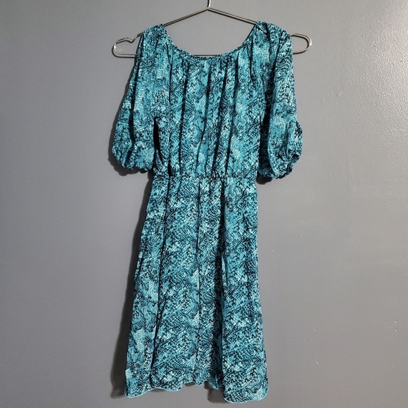 Speechless Blue Off-Shoulder Puff Split Sleeve Dress Girls Size 12 - Picture 5 of 8